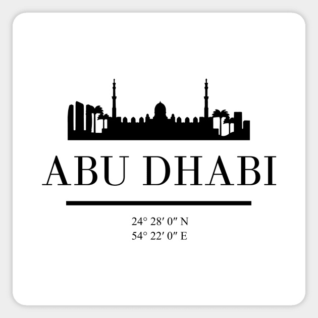 ABU DHABI UAE BLACK SILHOUETTE SKYLINE ART Sticker by deificusArt